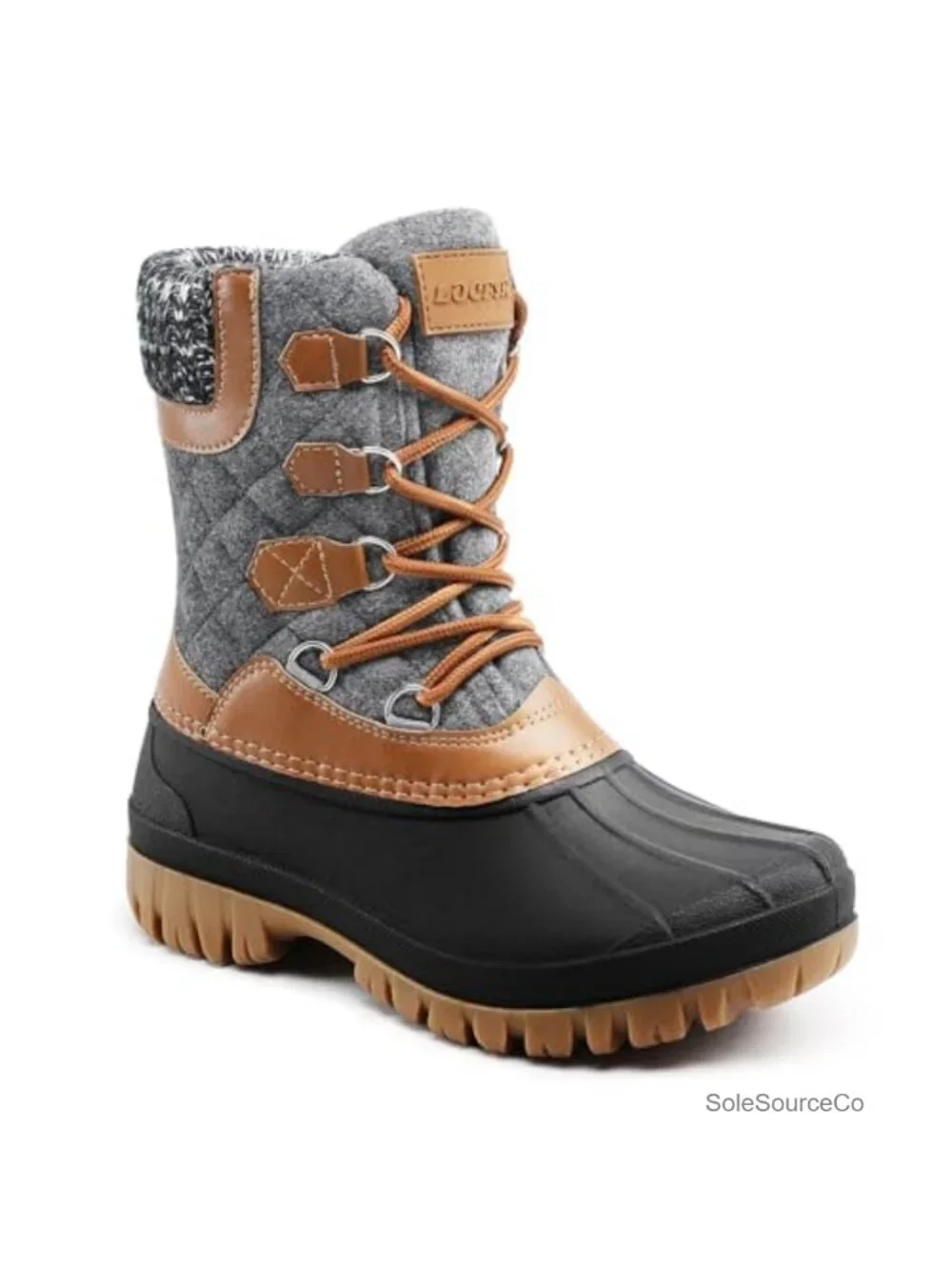 Women's Waterproof Duck Boots Warm Fleece Lined Winter Snow Boots with Knit Cuff
